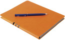 Бизнес-тетрадь BRAUBERG "NEBRASKA", А5+, 175x215 мм, кожзам, клетка, 120 листов, ручка, оранжевый, 110956