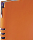 Бизнес-тетрадь BRAUBERG "NEBRASKA", А5+, 175x215 мм, кожзам, клетка, 120 листов, ручка, оранжевый, 1109562