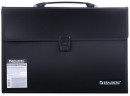 Портфель пластиковый BRAUBERG А4+ (390х260х40 мм), 3 отделения, с окантовкой, фактура линейная, черный, 2213892