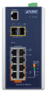 IP30 Industrial L2/L4 4-Port 10/100/1000T 802.3at PoE + 4-Port 10/100/100T + 2-Port 100/1000X SFP Managed Switch (-40~75 degrees C), dual redundant power input on 48~56VDC terminal block, SNMPv3, 802.1Q VLAN, IGMP Snooping, SSL, SSH, ACL2