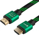 Кабель HDMI 2м Green Connection GCR-51486 круглый черный/зеленый