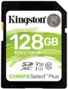 Карта памяти SDXC Kingston Canvas Select Plus, 128 Гб, UHS-I Class U3 V302