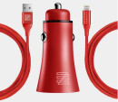 Автомобильное зарядное устройство LENZZA LSRCCMFI_RED 2.1A 2 х USB красный
