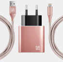 Сетевое зарядное устройство LENZZA LSPWCMFI_RGLD 2.1A 2 х USB розовый