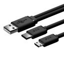 Greenconnect Кабель 0.15m USB 2.0, AM + microB 5pin/CM, Y-образный, черный, 28/28 AWG, GCR-516502