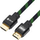 Кабель HDMI 2м Green Connection GCR-51834 круглый черный/зеленый2