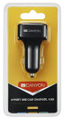 Автомобильное зарядное устройство CANYON Universal 4xUSB car adapter, Input 12V-24V, Output 5V-4.8A, with Smart IC, black rubber coating + orange LED4