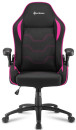 Игровое кресло Sharkoon Elbrus 1 чёрно-розовое (ткань, регулируемый угол наклона, механизм качания)2
