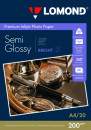 Фотобумага ПРЕМИУМ для стр.печати LOMOND А4,200 г/м2 односторонняя Bright Semi- Glossy(20л)
