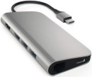 USB адаптер Satechi Aluminum Multi-Port Adapter 4K with Ethernet. Интерфейс USB-C. Порты: USB Type-C, 3хUSB 3.0, 4K HDMI, Ethernet RJ-45, SD / micro-SD . Цвет серый космос.