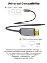 Кабель-адаптер USB 3.1 Type-Cm --> HDMI A(m) 4K@60Hz, 1.8m ,Aluminium Shell,VCOM <CU423MC-1.8M>7