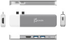 Модульная док-станция j5create ULTRADRIVE Kit USB-C. Порты док-станции: USB-C PD 3.0, USB-C 3.1, HDMI, USB-A 3.1 x 2. Порты модулей: 4K HDM, 4K Mini DisplayPort, VGA, Gigabit Ethernet, SD/MicroSD. Комплектация: док-станция, модули (5 шт.) , руководство.5