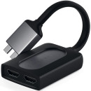 Адаптер Satechi Type-C Dual HDMI Adapter для MacBook с двумя портами USB-C (2018-2020 MacBook Pro, 2018-2020 MacBook Air, 2018 Mac Mini). Порты 2 x HDMI 4K 60Hz, 1 x USB-C PD. Цвет серый космос.2