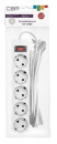 CBR Сетевой фильтр CSF 2505-1.8 White PC, 5 евророзеток, длина кабеля 1,8 метра, цвет белый (пакет)2