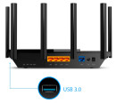Wi-Fi роутер TP-LINK ARCHER AX73 802.11abgnacax 5378Mbps 2.4 ГГц 5 ГГц 4xLAN USB3.0 LAN черный3