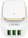 LDNIO LD_B4374 A3305/ Сетевое ЗУ + Led светил. 2.4W + Кабель Micro/ 3 USB Auto-ID/ Выход: 17W/ White&Gold4