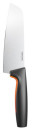 Нож кухонный Fiskars Functional Form 1057536 стальной сантоку лезв.160мм прямая заточка черный/оранжевый2