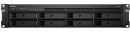Synology Rack 2U, QC2.2GHzCPU/4GbDDR4(upto32)/RAID0,1,5,6,10/upto 8 hot plug HDDs SATA(3,5'or2,5')(upto 12 with RX418)/2xUSB3.2/1eSATA/iSCSI/4xGbE(+1Expslot)/2xIPcam(upto 40)/2xPS/norail