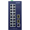 PLANET IGS-4215-16T2S IP30 Industrial L2/L4 16-Port 10/100/1000T + 2-Port 100/1000X SFP Managed Switch (-40~75 degrees C, dual redundant power input on 12~48VDC/24VAC terminal block)2