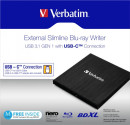 Привод внеш. Verbatim SLIMLINE BLU-RAY WRITER USB 3.1 GEN 1 USB-C5