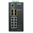 IP30 Industrial 8* 1000TP + 4* 100/1000F SFP Full Managed Ethernet Switch (-40 to 75 degree C, 2*DI, 2*DO, 12V-72VDC IN), ERPS Ring, 15882