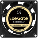 Exegate EX288998RUS Вентилятор 220В ExeGate EX08025BAT (80x80x25 мм, 2-Ball (двойной шарикоподшипник), клеммы, 2600RPM, 32dBA)2