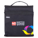 Набор маркеров для скетчинга Deli E70806-40 двойной пиш. наконечник 40цв. текстильная сумка (40шт.)4