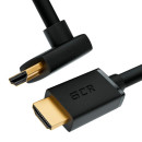 GCR Кабель 1.0m HDMI 2.0, M/M верхний угол, черный, HDR 4:2:2, Ultra HD, 4K 60 fps 60Hz/5K*30Hz, 3D, AUDIO, 18.0 Гбит/с, 28/28 AWG, GCR-52318
