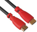 GCR Кабель 2.0m HDMI версия 1.4, черный, красные коннекторы, OD7.3mm, 30/30 AWG, позолоченные контакты, Ethernet 10.2 Гбит/с, 3D, 4K GCR-HM350-2.0m, экран