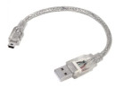 Greenconnect Кабель 1.0m USB 2.0, AM/mini 5P, прозрачный, 28/28 AWG, экран, армированный, морозостойкий, GCR-UM1M5P-BB2S-1.0m2
