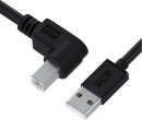 GCR Кабель 1.5m USB 2.0, AM/BM угловой, черный, 28/28 AWG, экран, армированный, GCR-52916