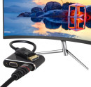 Кабель-переходник DisplayPort(M) ---> HDMI(F)+VGA(F)4K@30Hz VCOM Allum shell<CG640M-0.15>3