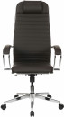 Кресло офисное МЕТТА "К-6" хром, рецик. кожа, сиденье и спинка мягкие, темно-коричневое3