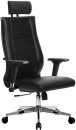 Кресло офисное МЕТТА "К-33-2D" хром, рецик. кожа, подголовник, сиденье и спинка мягкие, черное3