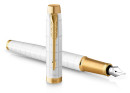 Ручка перьевая PARKER "IM Premium Pearl GT", корпус жемчужный лак, позолоченные детали, синяя, 21436493