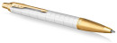 Ручка шариковая PARKER "IM Premium Pearl GT", корпус жемчужный лак, позолоченные детали, синяя, 21436432