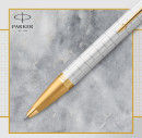 Ручка шариковая PARKER "IM Premium Pearl GT", корпус жемчужный лак, позолоченные детали, синяя, 21436434