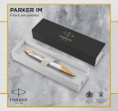 Ручка шариковая PARKER "IM Premium Pearl GT", корпус жемчужный лак, позолоченные детали, синяя, 21436436