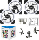 CRLS-300DS 3pcs argb fan kit with controller,2pcs LED strips,size:120*120*25mm,Voltage:12V,Current:0.2A-0.41A,Speed:700-1800RPM±10%,Airflow: 30.4-55.3CFM,Airpressure:1.02-1.52mmh20,Noise:12.2-18.5dBa,Bearing :Hydraulic (871608) {30}4