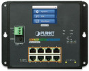 PLANET IP30, IPv6/IPv4, L2+ 8-Port 10/100/1000T 802.3at PoE + 2-Port 1G/2.5G SFP Wall-mount Managed Switch with LCD touch screen (-20~70 degrees C, dual power input on 48-56VDC terminal block and power jack, ERPS Ring, 1588, Modbus TCP, ONVIF, SNMPv3, 802.1Q VLAN, IGMP Snooping, SSL, SSH, ACL, supports 100FX, 1000X and 2.5G SFP)2
