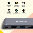 Концентратор USB Type-C Canyon CNS-TDS05B 1 х USB 3.0 USB 2.0 USB Type-C SD/SDHC microSD microSDXC SDXC 2 x HDMI серый5
