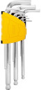 Набор шестигранных ключей с шаром Deli DL3088 9 шт. Размер: 1,5-10 мм. Материал: Cr-V. Шаровой конец. Хромированный.