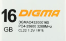 Оперативная память для компьютера 16Gb (1x16Gb) PC4-21300 2666MHz DDR4 DIMM CL19 Digma DGMAD42666016S DGMAD42666016S4
