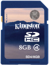 Карта памяти SDHC 8GB Class 4 Kingston SD4/8GB2