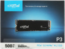 Crucial SSD P3, 500GB, M.2(22x80mm), NVMe, PCIe 3.0 x4, QLC, R/W 3500/1900MB/s, IOPs н.д./н.д., TBW 110, DWPD 0.1 (12 мес.)5