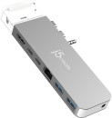 Концентратор USB Type-C j5create JCD395 2 х USB 3.0 RJ-45 HDMI 2 х USB Type-C mini-Jack3.5 серый