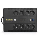 Exegate EX293853RUS ИБП ExeGate NEO NNB-600.LED.AVR.8SH.CH <600VA/360W, LED, AVR, 8*Schuko, 4*USB-порта для зарядки, Black>2