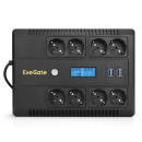 Exegate EX293858RUS ИБП ExeGate NEO Smart LHB-1000.LCD.AVR.8SH.CH.USB <1000VA/650W, LCD, AVR, 8*Schuko, USB, 4*USB-порта для зарядки, Black>2