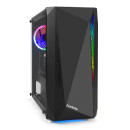 Корпус Minitower ExeGate Mistery R2-NPX600 (mATX, БП 600NPX с вент. 12 см, 2*USB+1*USB3.0, аудио, черный, 1 вент. 12см с RGB подсветкой и полоса на передней панели, боковая панель - закаленное стекло)