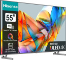 Телевизор Mini LED 55" Hisense 55U6KQ серый 3840x2160 60 Гц Smart TV Wi-Fi 3 х HDMI 2 х USB RJ-45 Bluetooth CI+